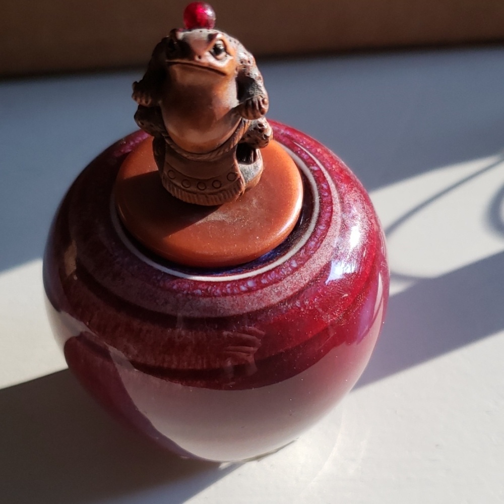 Small Collectible Signed Vessel Frog Warrior